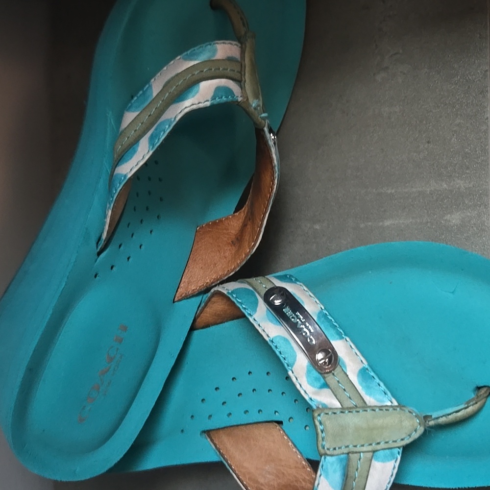 Coach Women's Turquoise Sandals Size 6